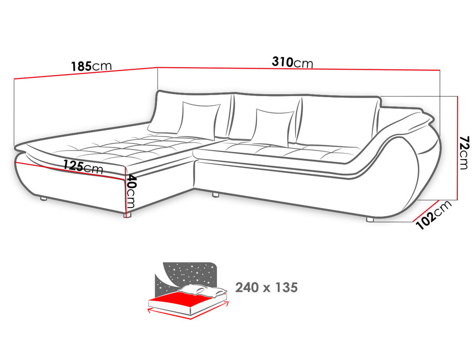 Maxima House Sectional Sleeper Sofa INGRID with storage MIR006 - Bed & Sofa Hub